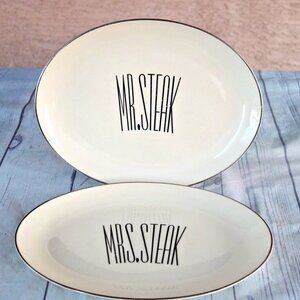 OVAL SERVING PLATTER PLATE MRS.STEAK, MR. STEAK, RESTAURANT TRIOMPHE USA